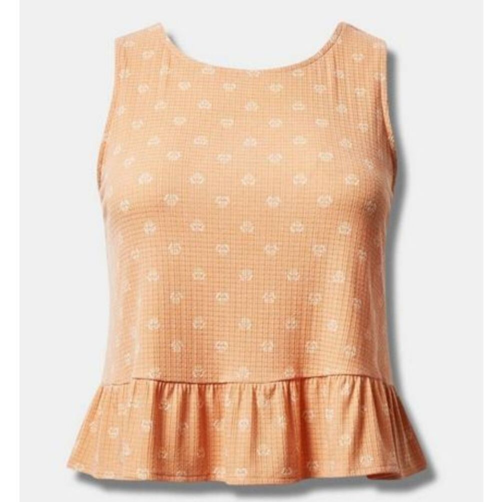 New Torrid Peach High Neck Ruffle Crop Top 2 2X